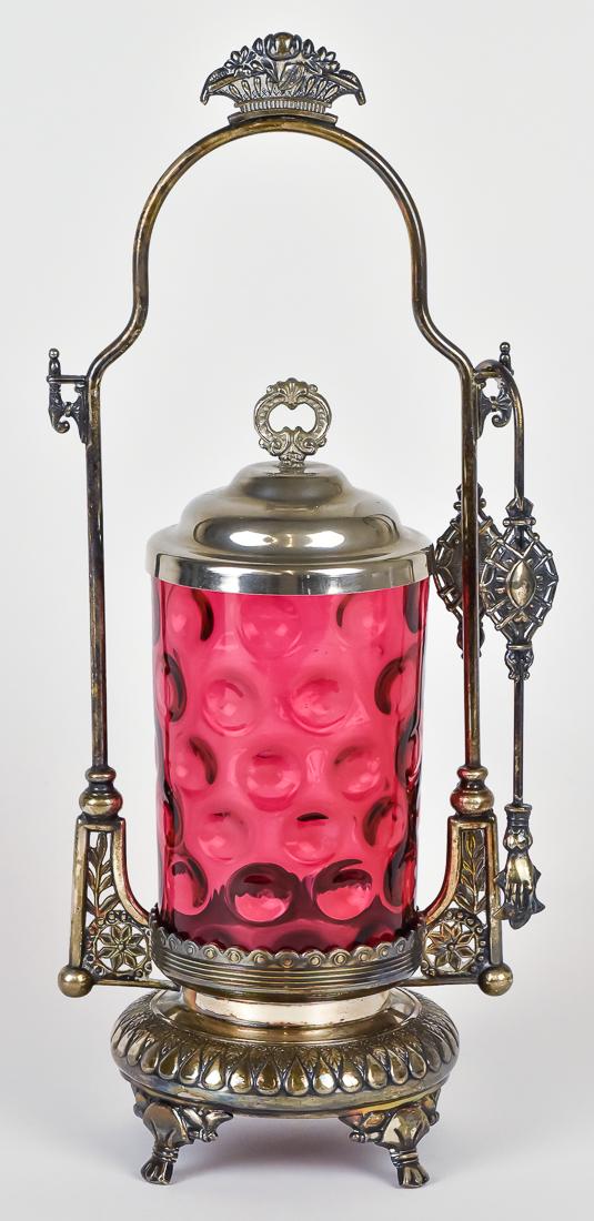 Victorian Cranberry Pickle Caster (1 of 10)