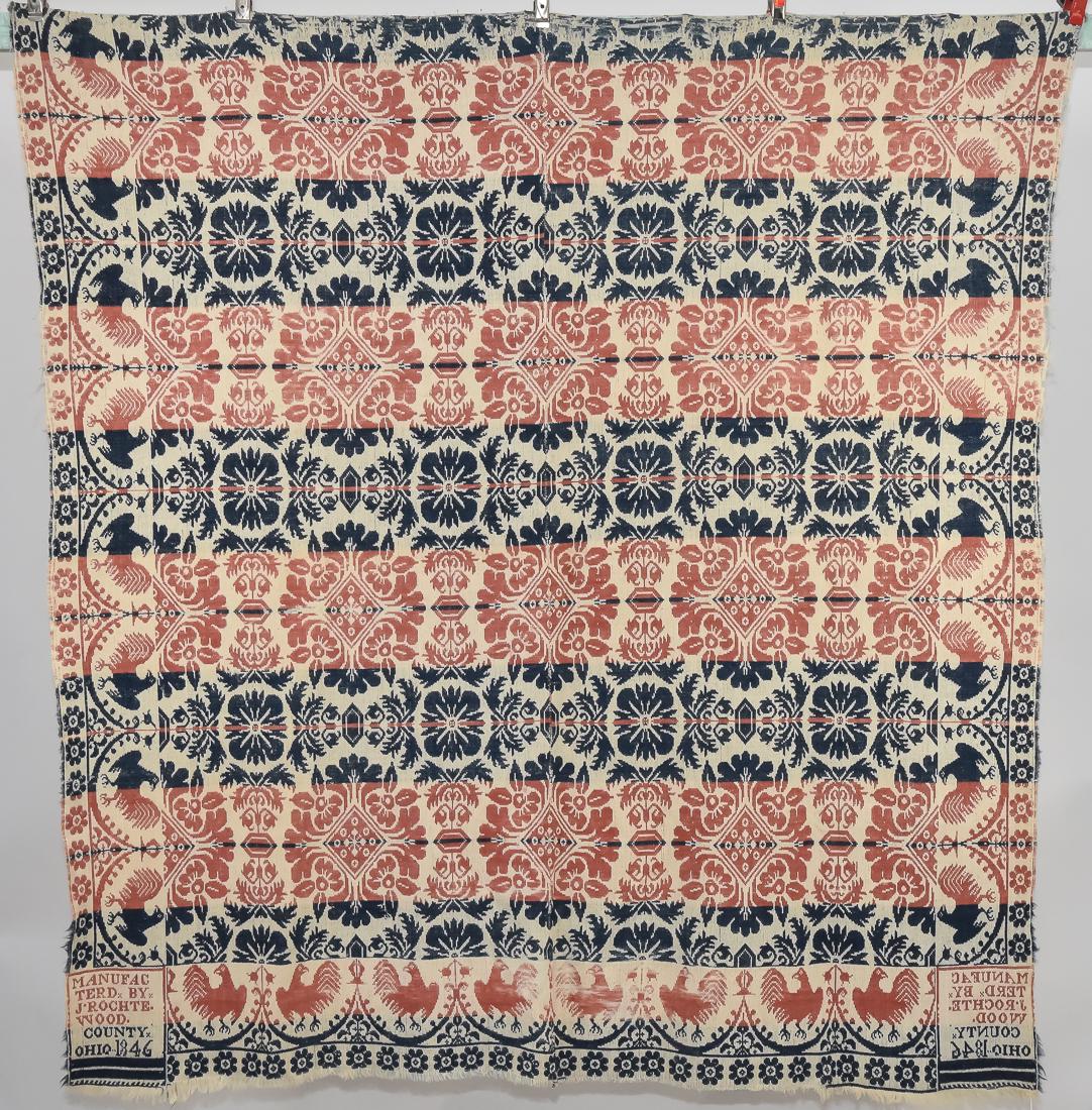 1846 Signed Ohio Jaquard Coverlet (1 of 8)