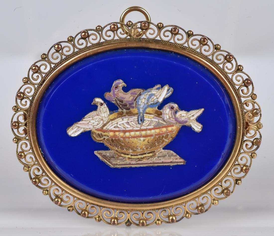 Gold Mounted Victorian Micromosaic Pin (1 of 6)