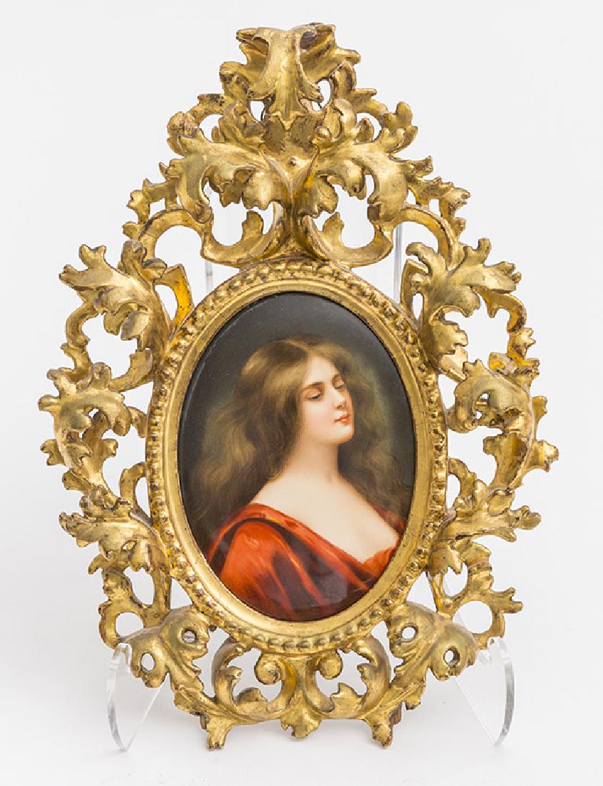 Porcelain Plaque of Lady in Red (1 of 5)