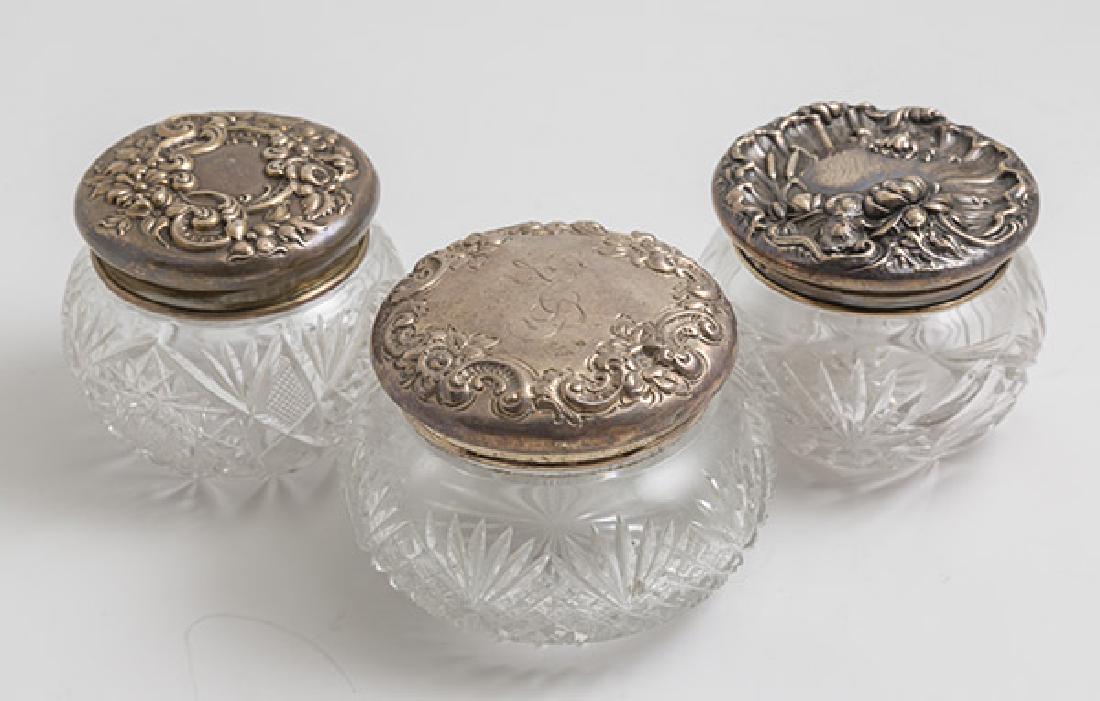 Three Sterling & Cut Glass Dresser Jars (1 of 13)