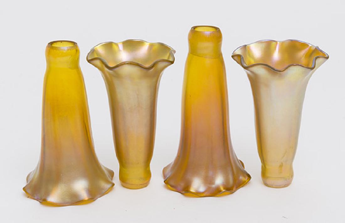 Four Lotton Lilly Shades: all unmarked, 4 1/2 to 5 1/2" high.