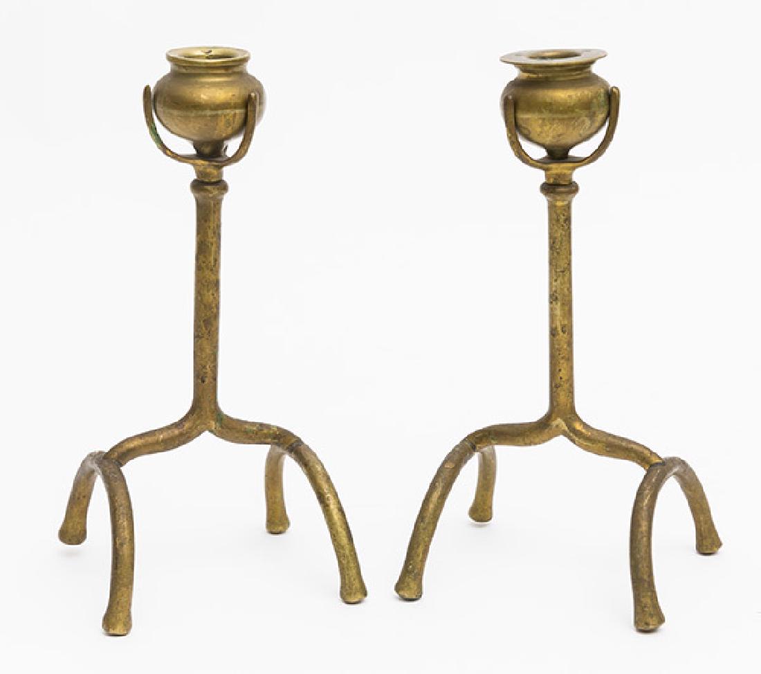 Pair Tiffany Attribution Bronze Candlesticks (1 of 6)