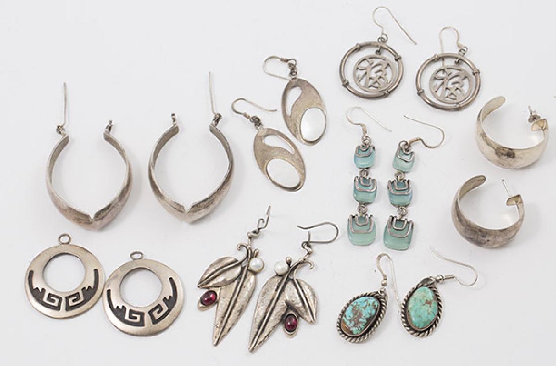 Eight Pairs of Silver Earrings (1 of 9)