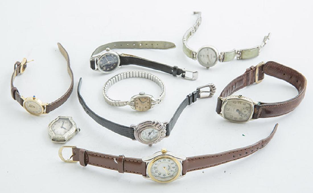 Ladies Wrist Watches: Lot of 8, makers include Elgin, Becco, & others one marked 18K but not, circa 1920's to 1990's