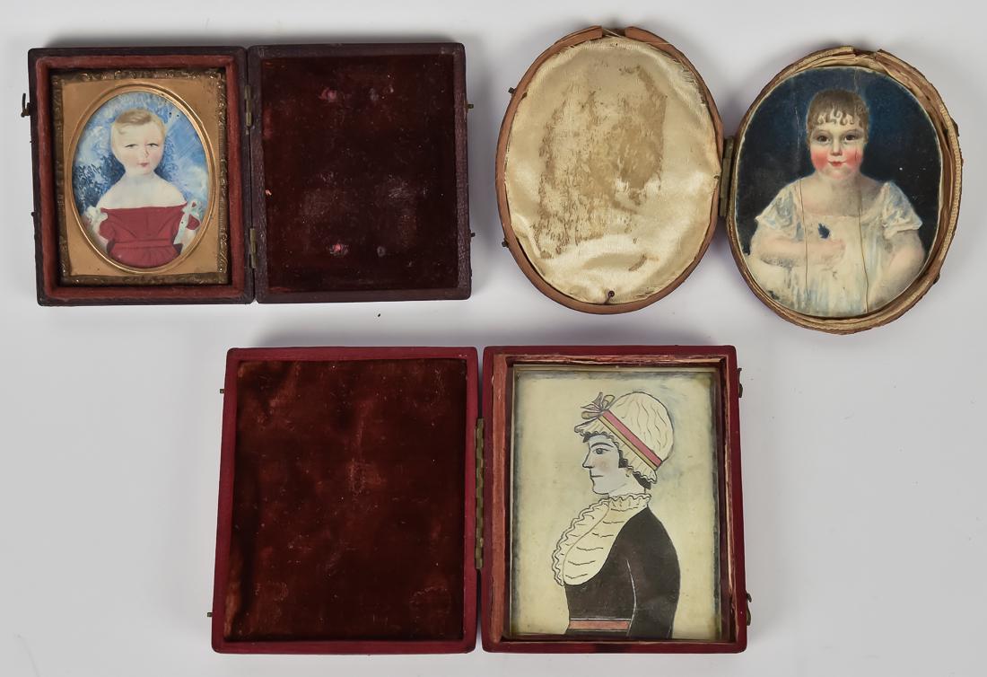 Three Miniature Folk Art Portraits (1 of 8)