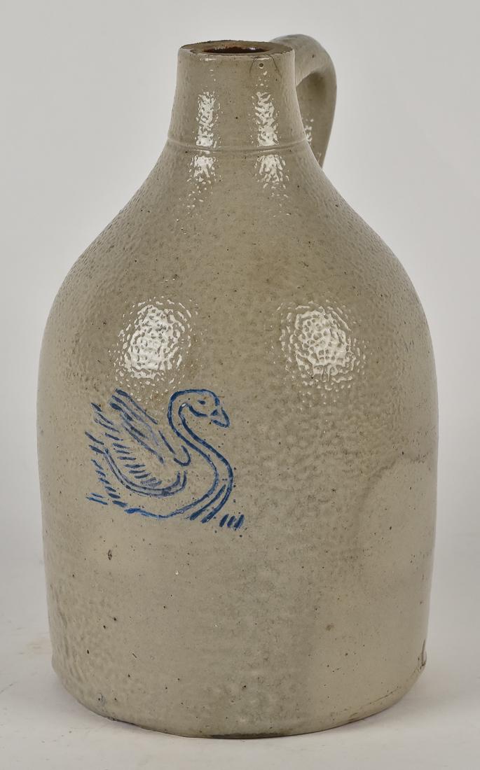 Sgraffito & Cobalt Decorated Stoneware Jug (1 of 8)