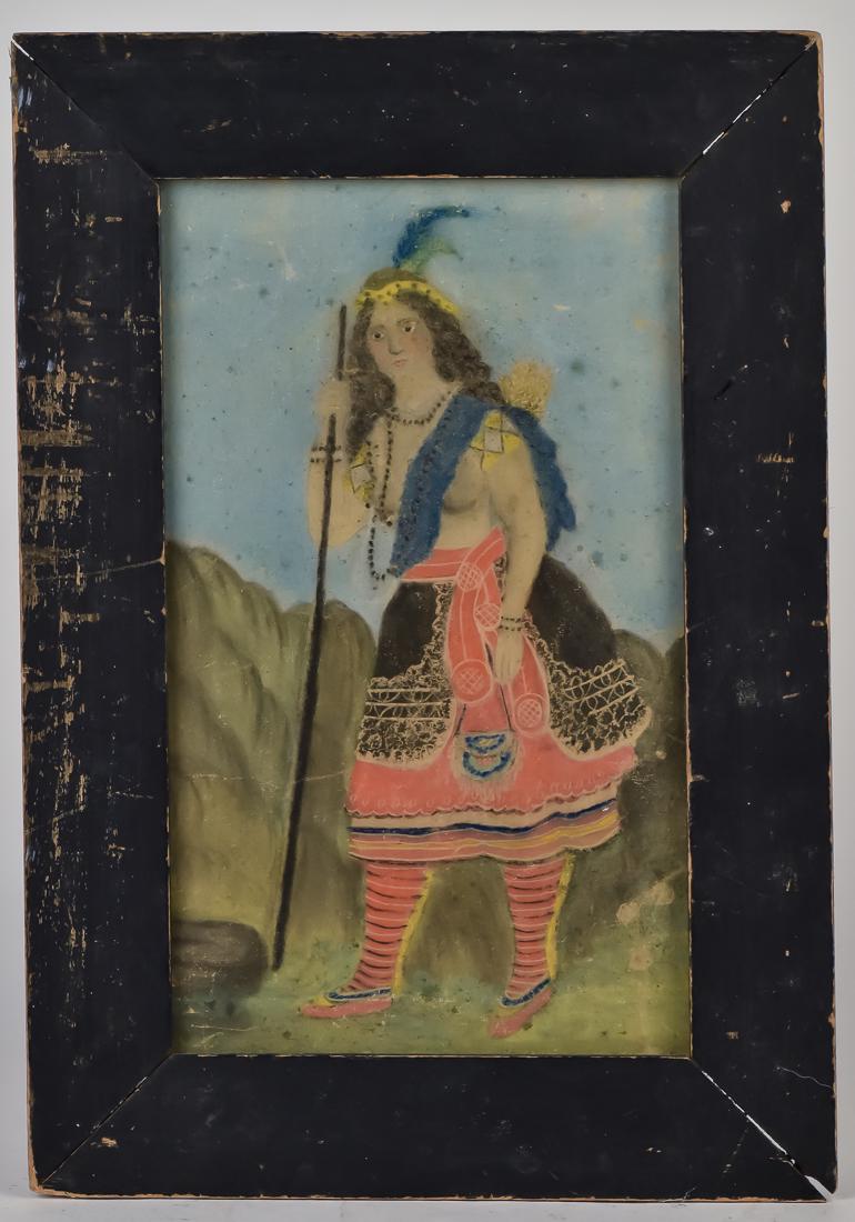Early Folk Art Watercolor of Indian Maiden (1 of 7)