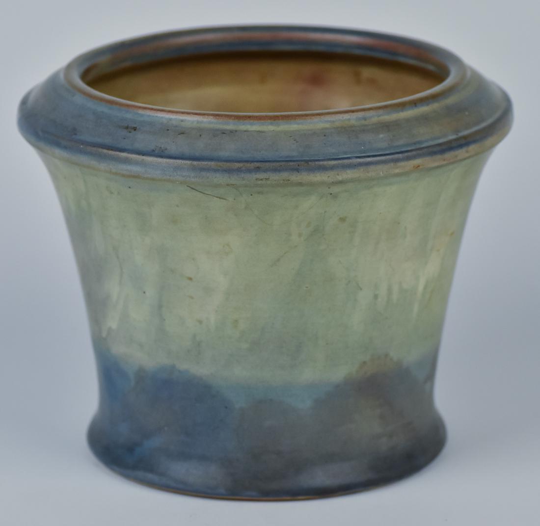 Peters and Reed Art Pottery Vase: Fine designed art pottery vase, unmarked, 7 1/2" diameter x 6" high on redware body.