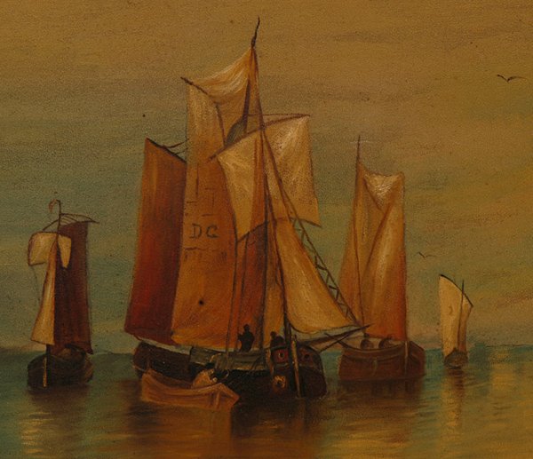SEASCAPE WITH SAILBOATS OIL PAINTING - 2