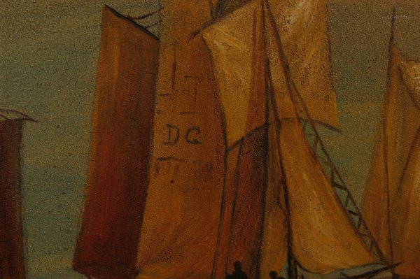 SEASCAPE WITH SAILBOATS OIL PAINTING - 3