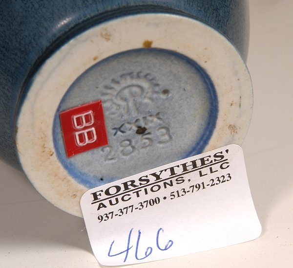 ROOKWOOD BLUE MAT GLAZE VASE W/MOLDED DESIGNS - 3
