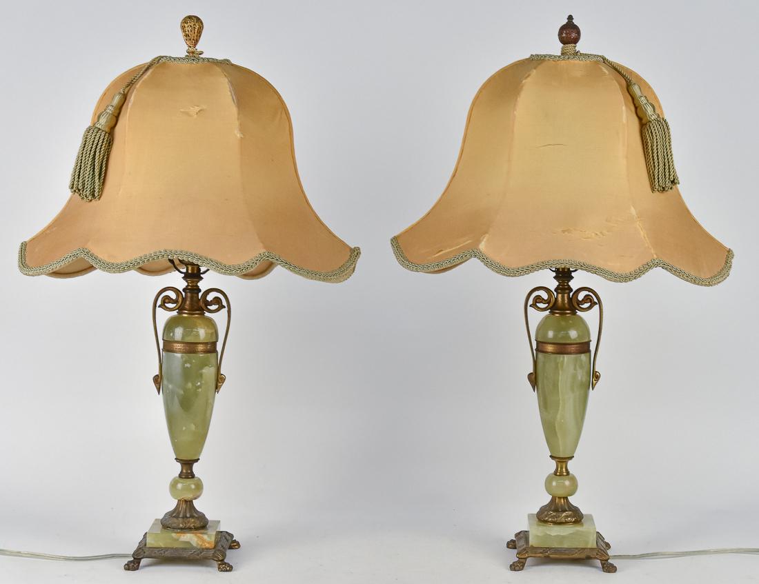 Pair Ormolu Mounted Onyx Table Lamps (1 of 13)