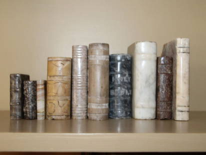 10 Stone and Marble Books: Including Holy Bible and one with cameo center medallion.