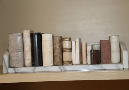 14 Miniature Stone and Marble Books: All in Marble Bookend Rack