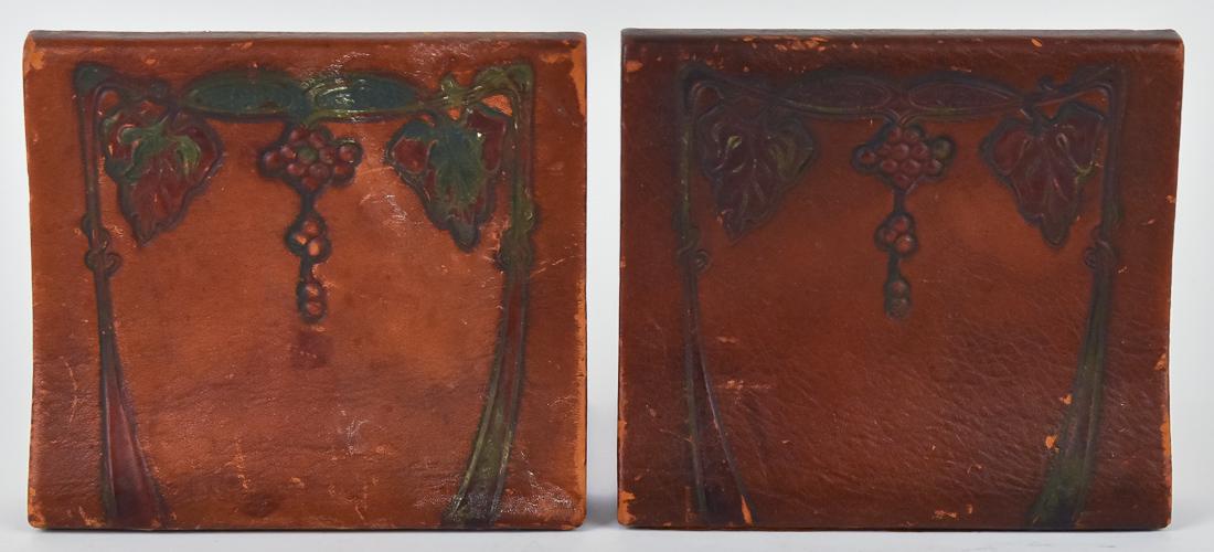 Arts & Crafts Tooled Leather Bookends (1 of 5)