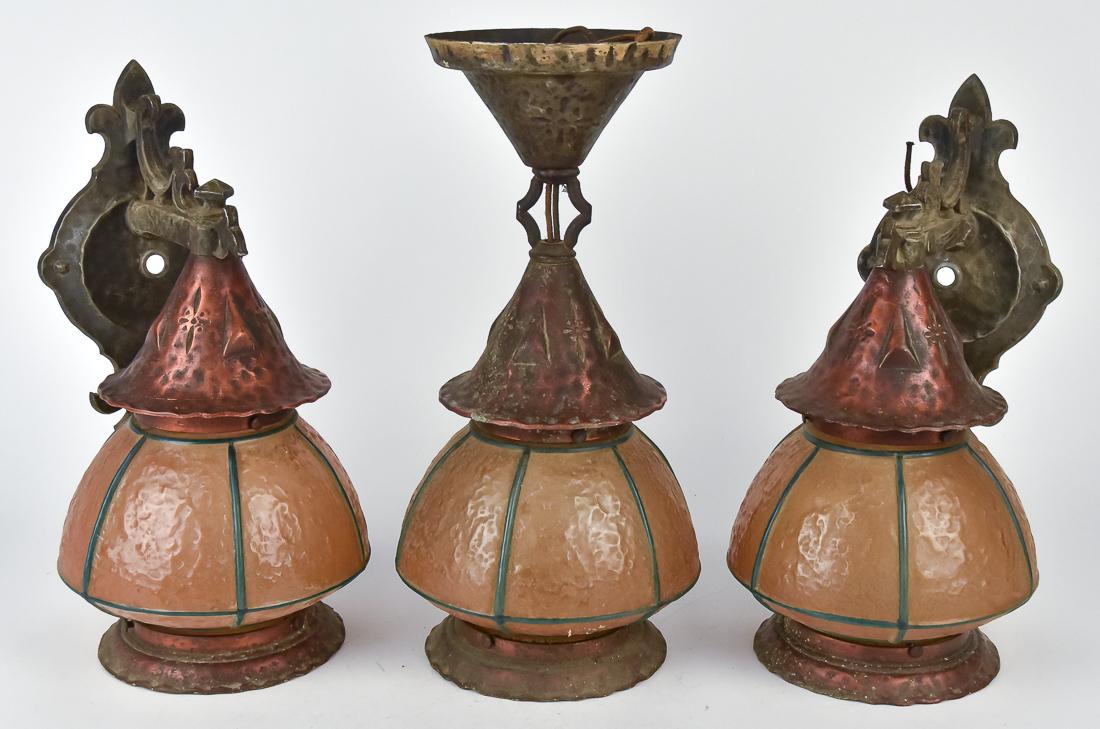 Set of Three Arts & Crafts Hammered Copper Porch (1 of 15)