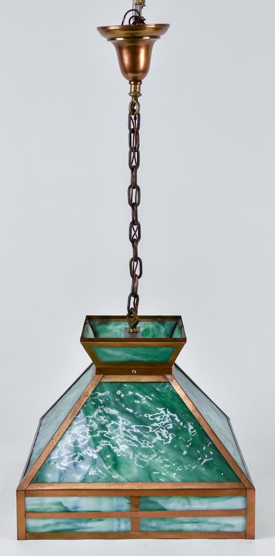 Arts & Crafts Slag Glass Hanging Lamp (1 of 9)