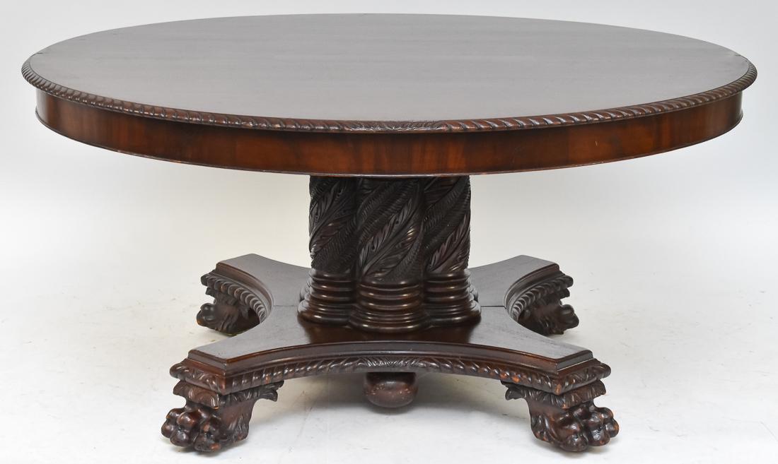 Carved Mahogany Round Dinning Table (1 of 7)