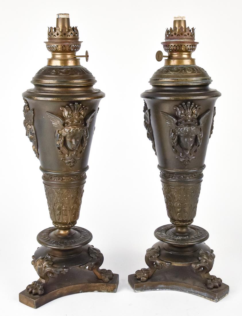Pair Victorian Parlor Oil Lamps (1 of 8)
