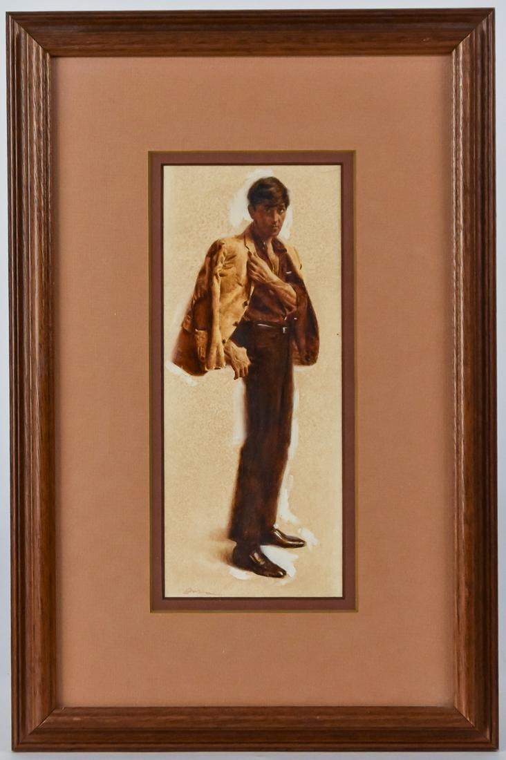 Watercolor of Paper Back from Philip Roth Book: Cover art for Letting Go, signed lower left, sight 4 x 9 1/2", matted & framed, 10 1/2 x 16". Copy of cover on rear. Condition Fine.