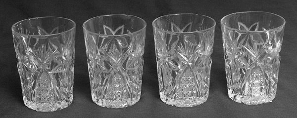 Set of 4 Cut Glass Tumblers