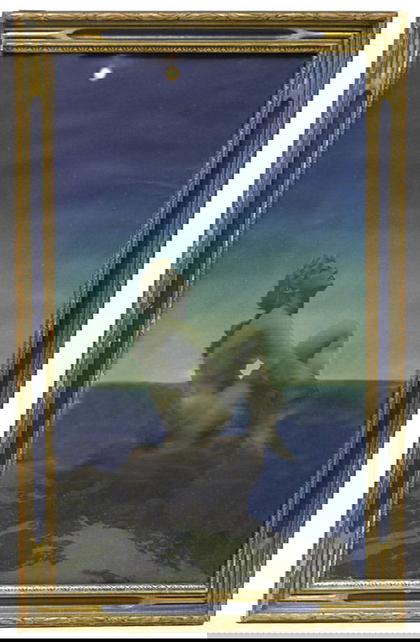 Maxfield Parrish "Stars" Vintage Print: Maxfield Parrish, "Stars" original Vintage print. 20" X 12". Marked Maxfield Parrish on lower right. Original frame, Ca. 1930. Print is in very good condition with one very slight crease on upper righ