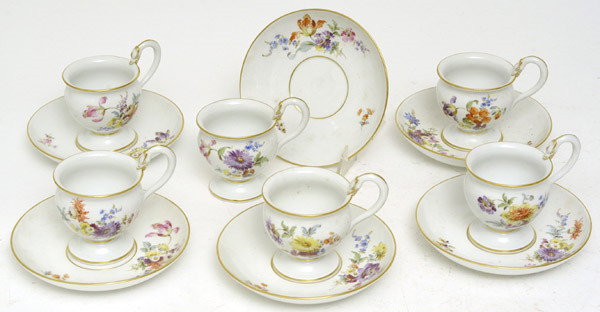 Meissen Set of 6 Cups & Saucers