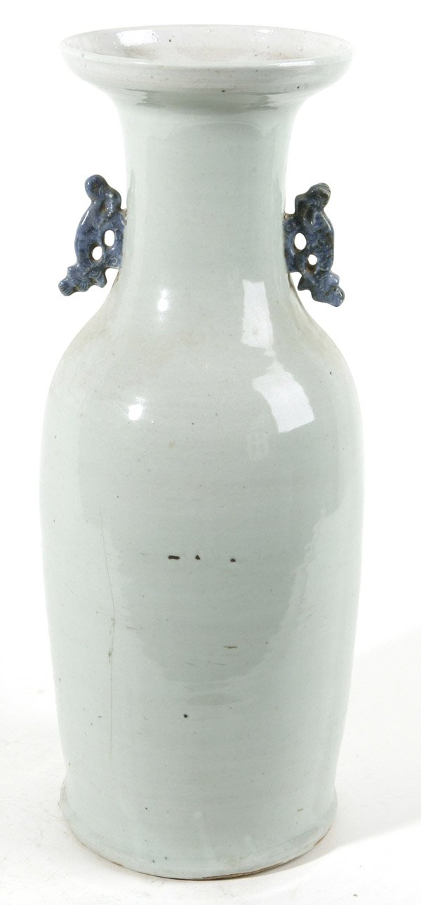 CHINESE EXPORT BLUE & WHITE PORCELAIN TEMPLE VASE - 4