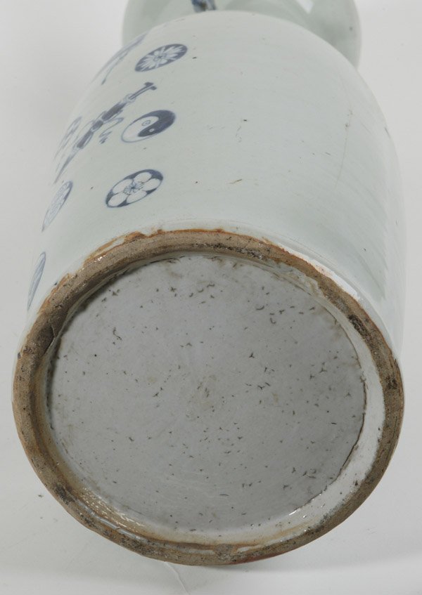 CHINESE EXPORT BLUE & WHITE PORCELAIN TEMPLE VASE - 5