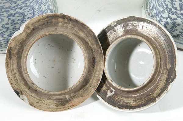 TWO CHINESE EXPORT BLUE & WHITE PORCELAIN COVERED J - 5