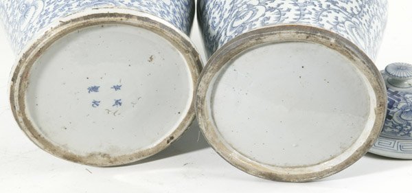 TWO CHINESE EXPORT BLUE & WHITE PORCELAIN COVERED J - 7