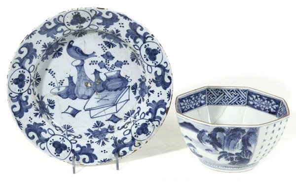 EARLY TIN GLAZED BOWL PLUS CHINESE EXPORT BOWL