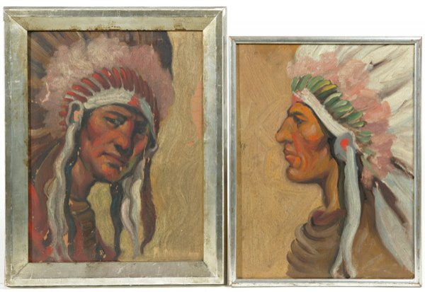TWO EARLY 20TH CENTURY INDIAN OIL PAINTINGS