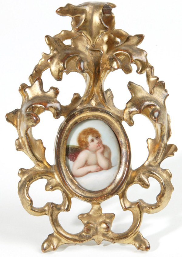 MINIATURE PAINTING ON PORCELAIN OF CUPID