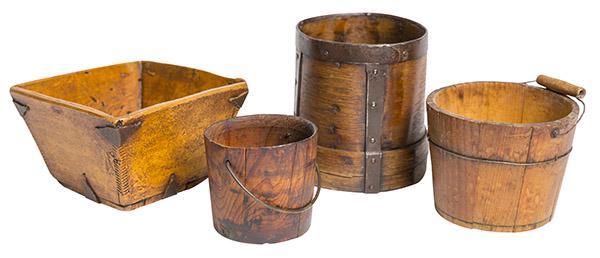 Lot of Early Wooden Buckets  Plus (1 of 4)