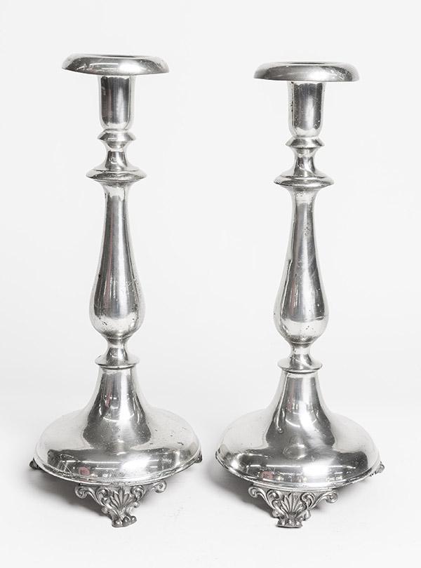 Pair Pewter Candlesticks (1 of 7)