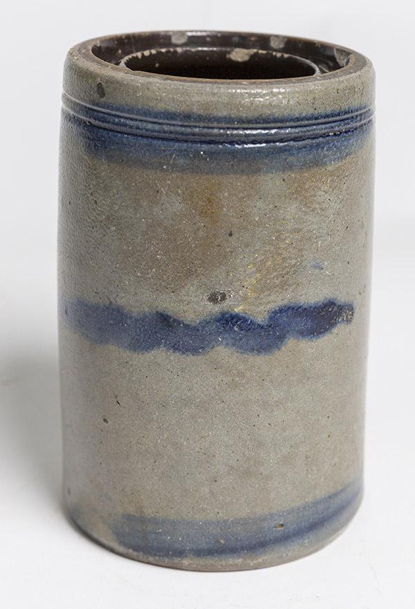 Blue Decorated Striper Stoneware Jar (1 of 5)