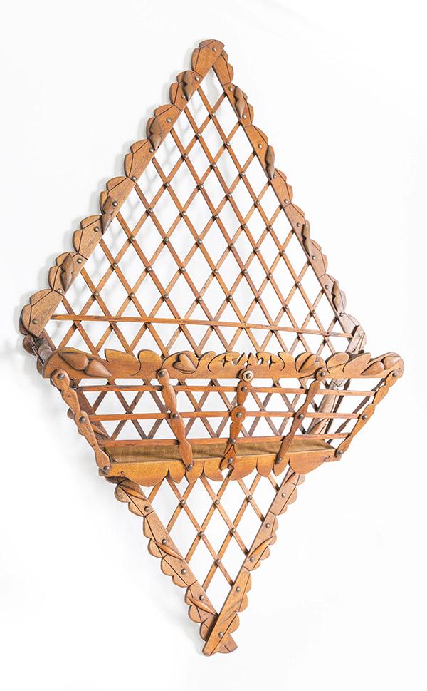 Walnut Victorian Folk Art Hanging Basket (1 of 10)