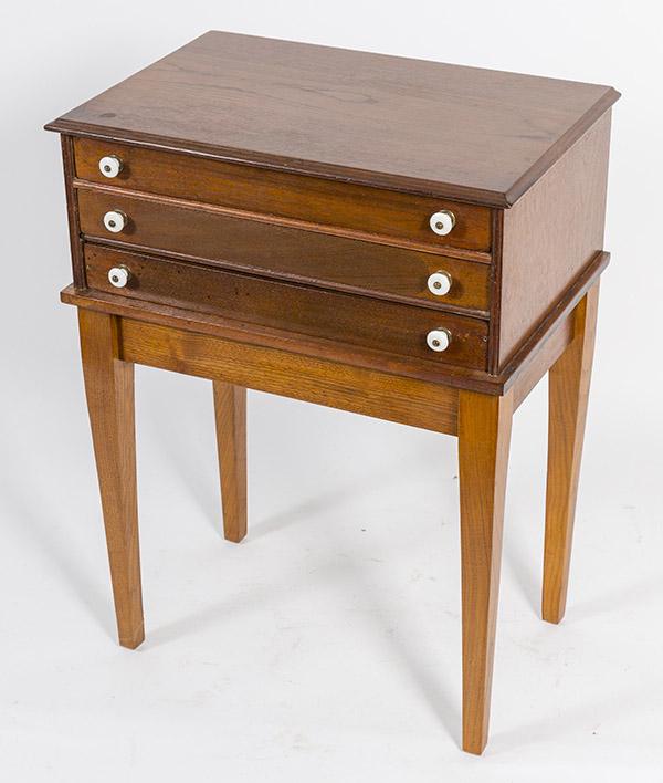 Walnut 3-Drawer Spool Cabinet on Stand (1 of 6)