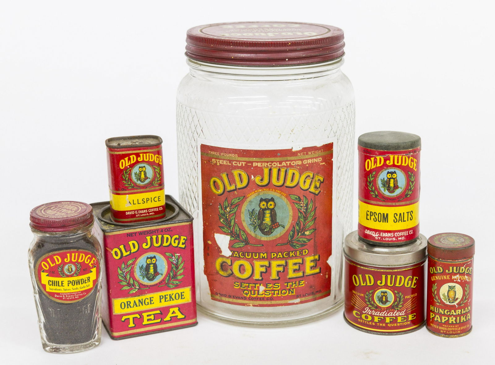 Seven Old Judge Containers (1 of 6)