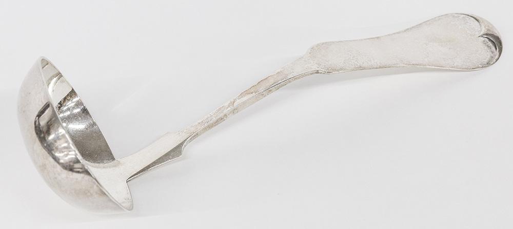 Outstanding Duhme & Co. Sterling Punch Ladel: Classic fiddle-back design, marked Duhme & Co. Sterling 925/1000, 13 1/2" long, total weight 9.82 ozt. Condition Fine.