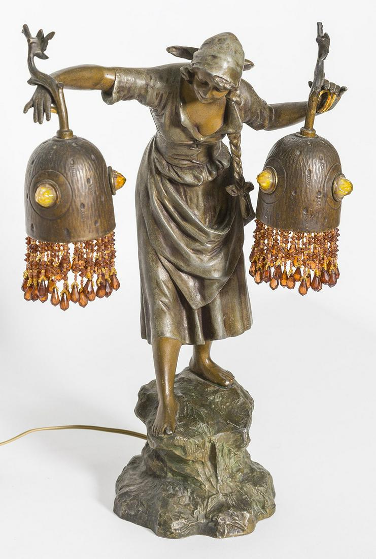 Austrian Cold Painted Figural Lamp (1 of 9)