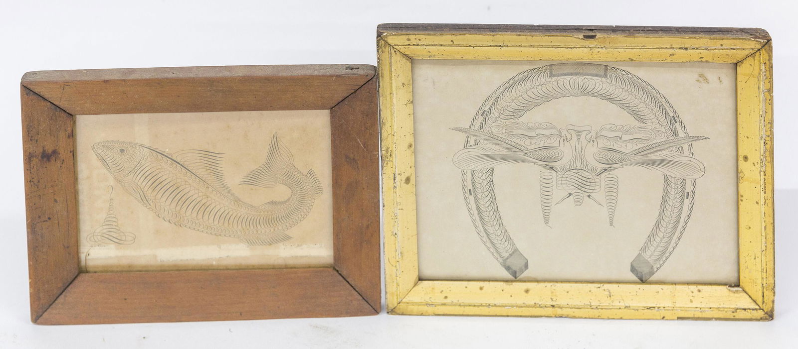 Two Spencerian Pen & Ink Drawings (1 of 7)