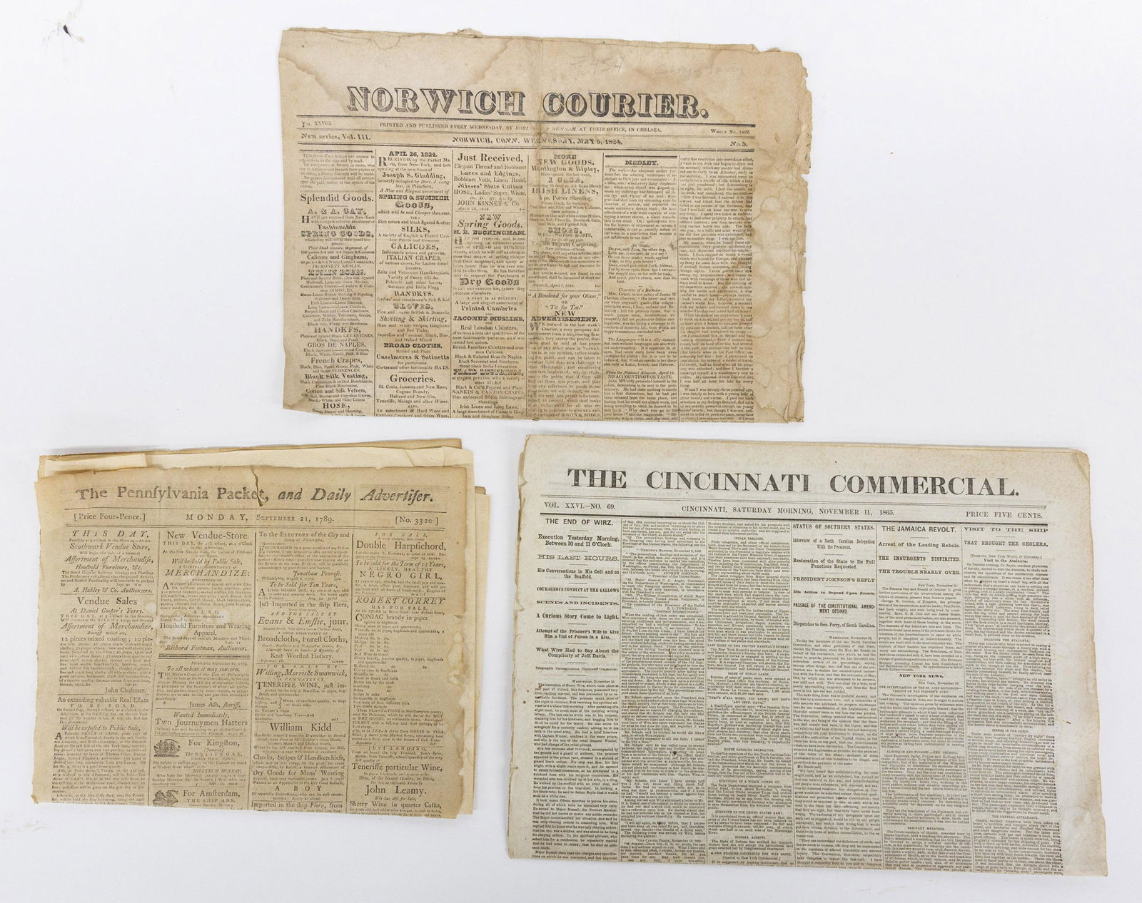 Three Early American Newspapers (1 of 8)