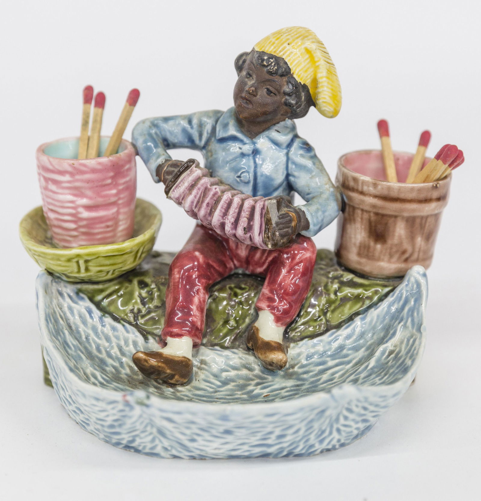 Figural Majolica Match Holder (1 of 6)