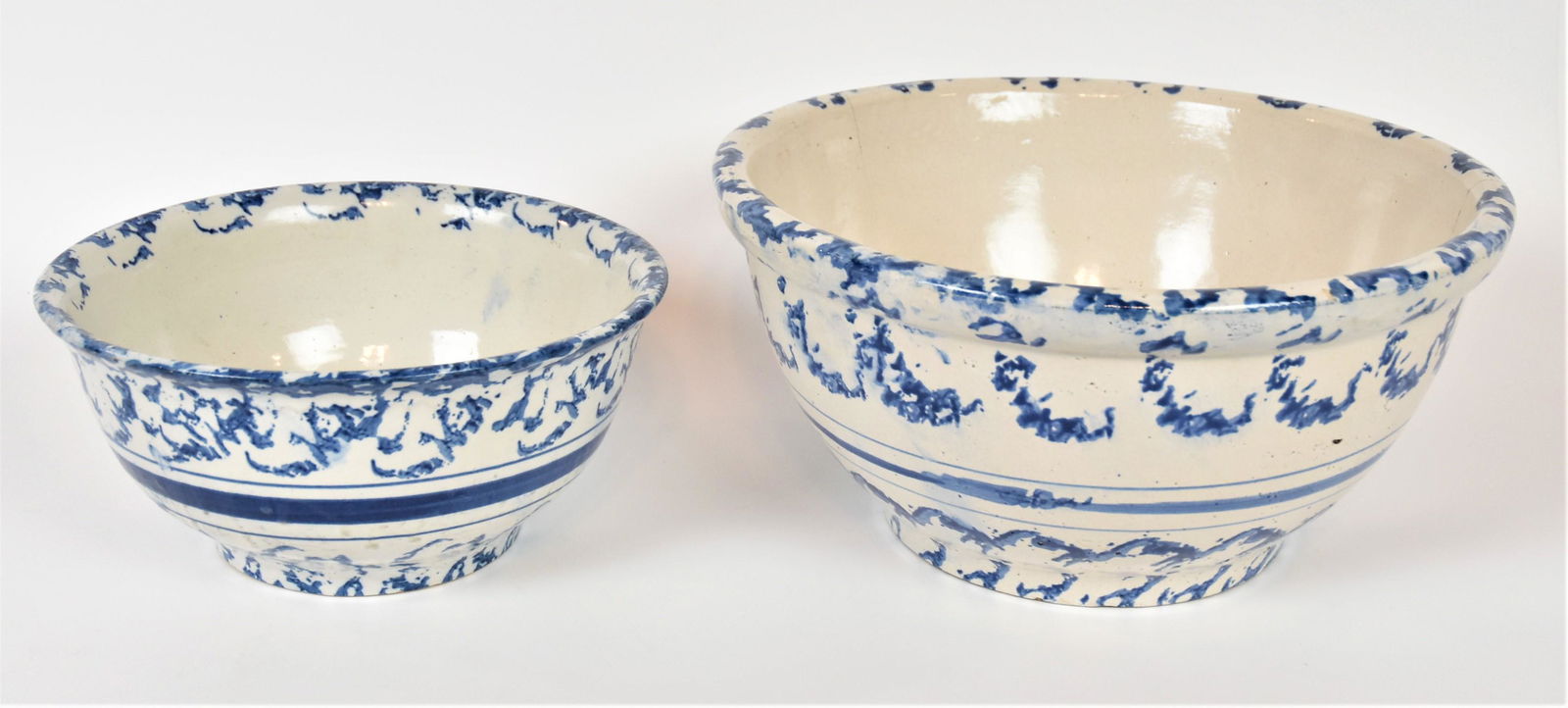Two Sponge Decorated Stoneware Mixing Bowls (1 of 10)