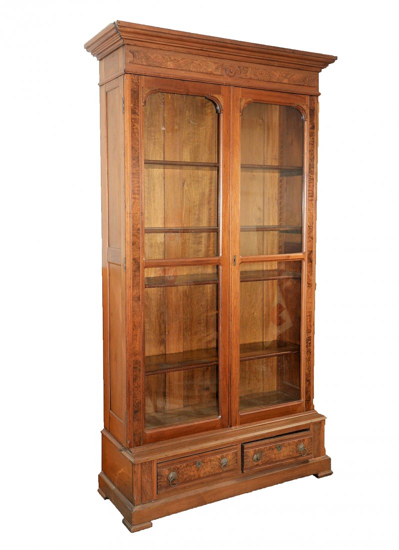 Walnut Victorian Bookcase (1 of 5)