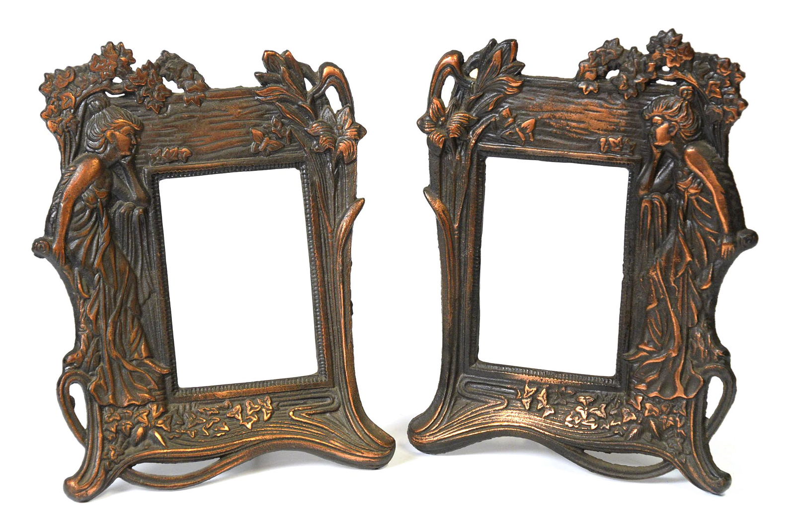 Pair Edwardian Cast Iron Picture Frames (1 of 8)