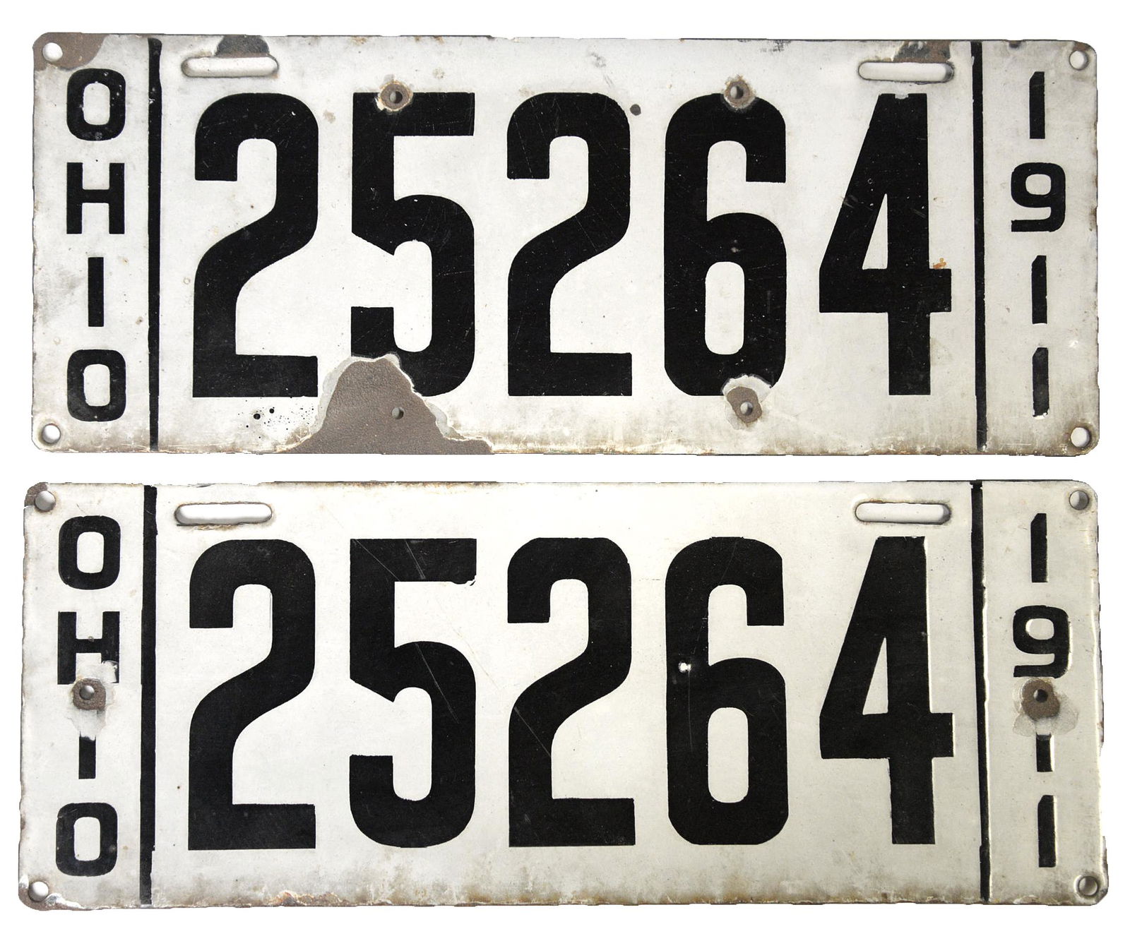 Pair 1911 Enameled Ohio Auto License Plates (1 of 5)